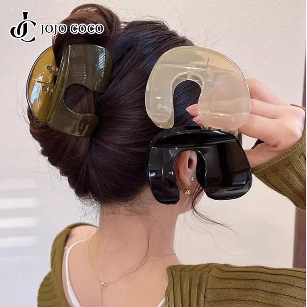 Jojo COCO Acetate Retro U-shaped คลิปฉลามขนาดใหญ่ High-end เครื่องประดับผมเรียบง่ายผู้หญิงหรูหราแฟชั่น
