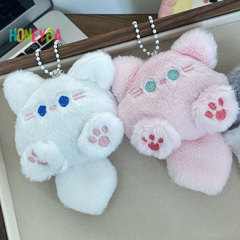 <Honeyba> Kawaii ตุ๊กตาสัตว์ยาวหางแมวของเล่นพวงกุญแจตุ๊กตาตุ๊กตากระเป๋าจี้รถพวงกุญแจ Trinket เด็ก Birthyday ของขวัญ Nice