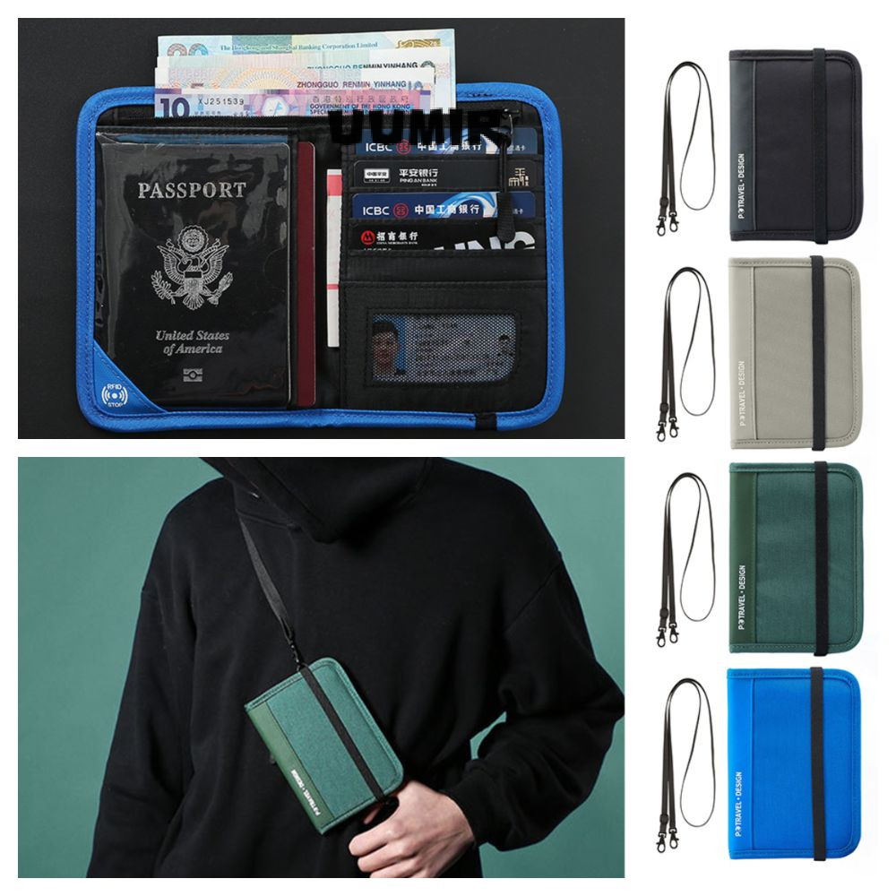 UUMIR กระเป๋าพาสปอร์ต, กระเป๋าใบรับรอง RFID หลากสี, กระเป๋าใส่โทรศัพท์รักษาความปลอดภัย, กระเป๋าเก็บของสําหรับเดินทางป้องกันการโจรกรรมส่วนบุคคล, ทริปเ