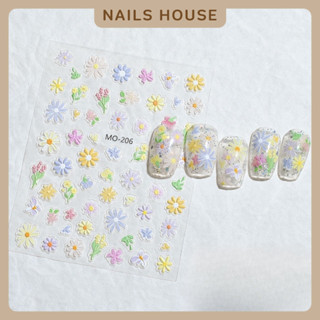 🏡 สติ๊กเกอร์ติดเล็บ ดอกไม้ 5D Flower สติกเกอร์แต่งเล็บ ตกแต่…