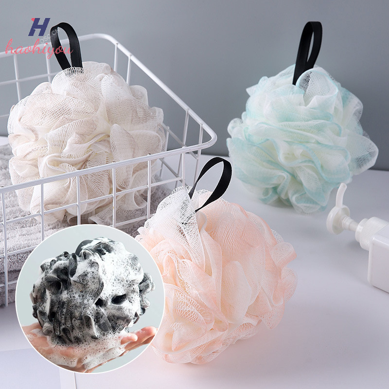 <haohiyou> Soft Shower Mesh Foaming Sponge Exfoliag Scrubber Bath Bubble Ball Body Skin Cleaner เครื่องมือทําความสะอาดอุปกรณ์ห้องน้ํา Nice