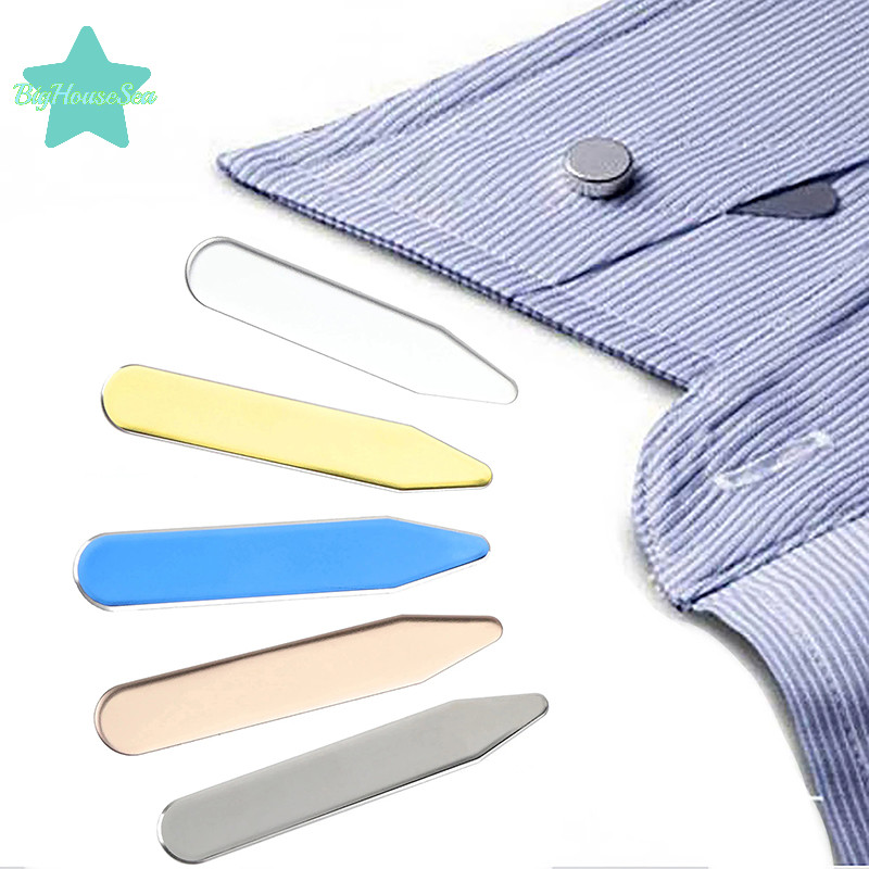 [BigHouseSea] 2 ชิ้น Collar Stay Stiffeners สําหรับ Bussness Party เสื้อผู้ชายเงิน Gold Collar สนับส