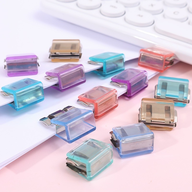 คลิปดัชนีแฟ้มพลาสติกสีสันสดใส 10 ชิ้น - คลิป Pusher Binder ที่เรียบโปร่งใส - โฟลเดอร์คัดแยกเอกสารโรงเรียนสํานักงาน