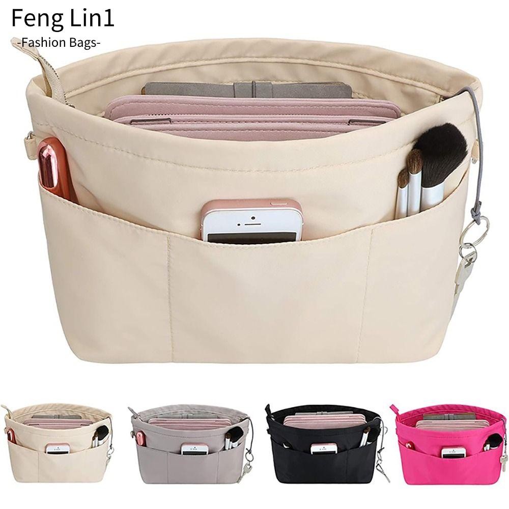 Fengling 1 ชิ้นใส่กระเป๋าเครื่องสําอาง,แบบพกพา Felt Linner กระเป๋า,กระเป๋าเก็บของหลายกระเป๋าพร้อม Zipped Top กระเป๋าถือผู้หญิง