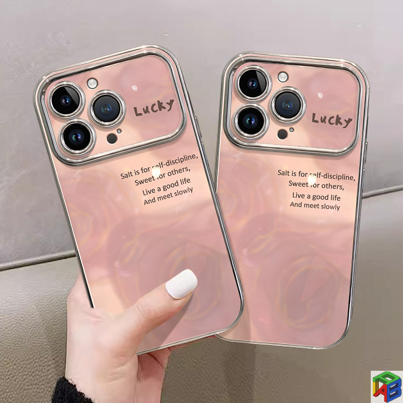 ดอกไม้สีชมพูรอยเปื้อนสําหรับ Apple 15/16promax เคสโทรศัพท์ iphone14plus 11/12/13Pro Max Xsmax Premium Electroplated รวมทุกอย่างเคสป้องกัน