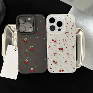 SUN เคสโทรศัพท์การ์ตูน Matte น้ำแข็ง Graffiti เชอร์รี่ ฝาครอบโทรศัพท์นุ่ม IP17 16 15 14 13 12 11ProMax Xr XsMax 7 8Plus