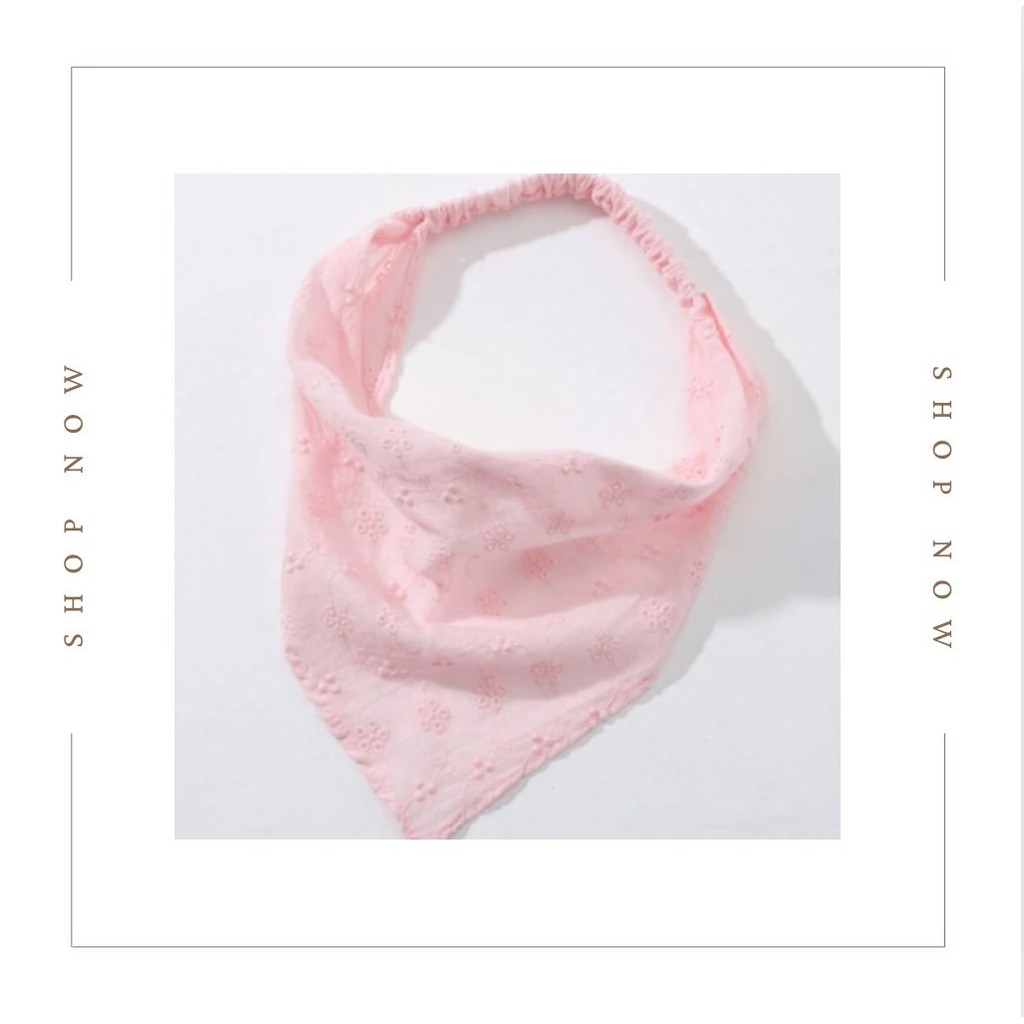 🌷whitework pink embroidery🌷งานปักฉลุ ที่คาดผม ที่คาดผมลายดอกไม้ ผ้าโพกหัวลูกไม้ H155