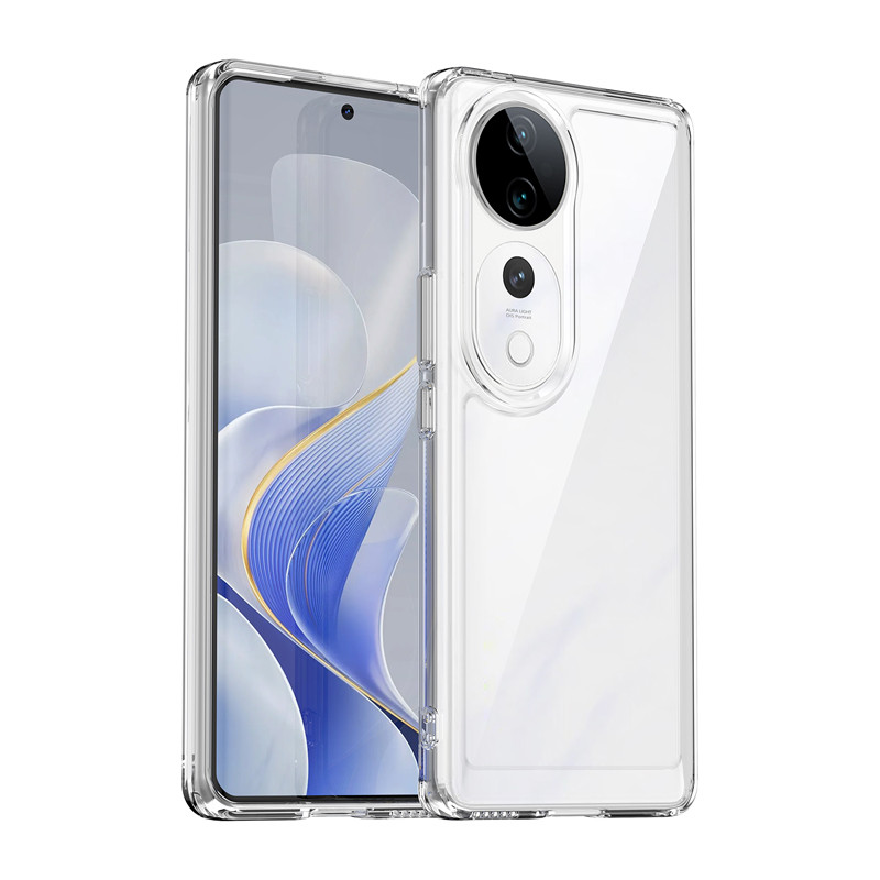 สําหรับ Vivo S19 Pro ,V40 5G กรณี ELVEV Clear Hard PC Back + Soft TPU กันชนกล้องเลนส์ป้องกันฝาครอบโปร่งใส