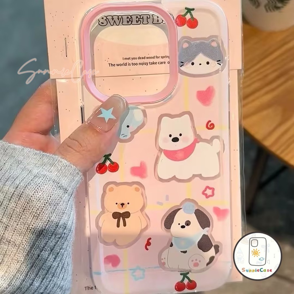 สตรอเบอร์รี่ หมาน่ารัก การ์ตูนแมว IPhone15 12 11 7Plus13 14 Pro Max X XR XS Max 15 8 7 14 Plu ตลกดีนะ ง่าย ๆ เคส