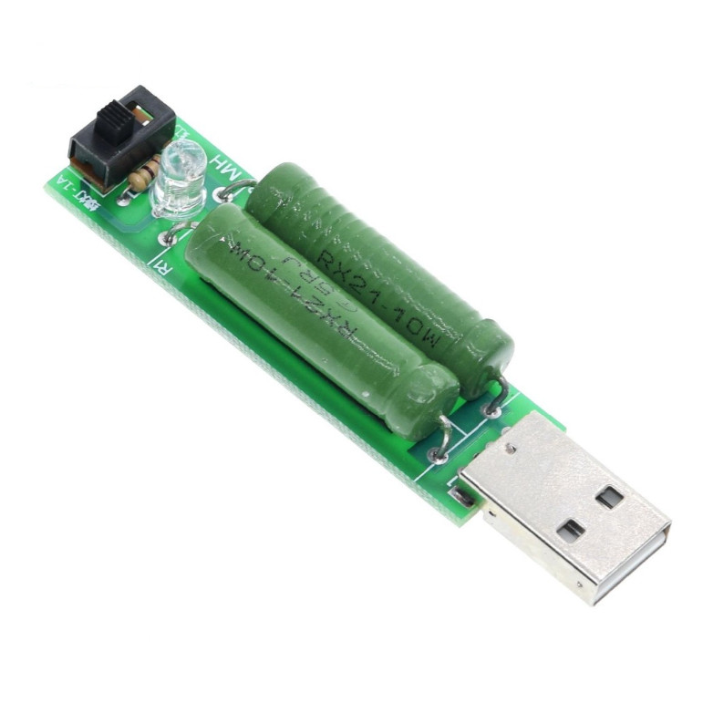 1/5pcs USB mini discharge load resistor 2A/1A พร้อมสวิตช์ 1A สีเขียว led, 2A LED สีแดง