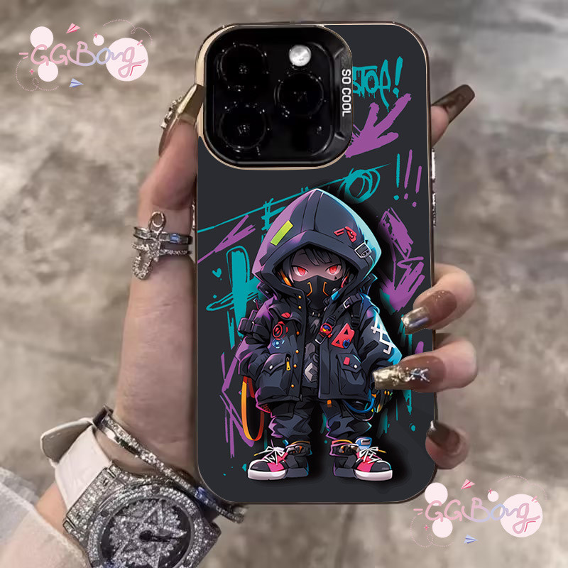 ภาพวาดสีน้ำมันคู่รัก เด็กชายมังกรสุดเท่ ปกหรูหรา เคสไอโฟน13 11 15 XR 12 14 Pro Max 7Plus X XS Max 7 8 15 14 Plus SE เคส