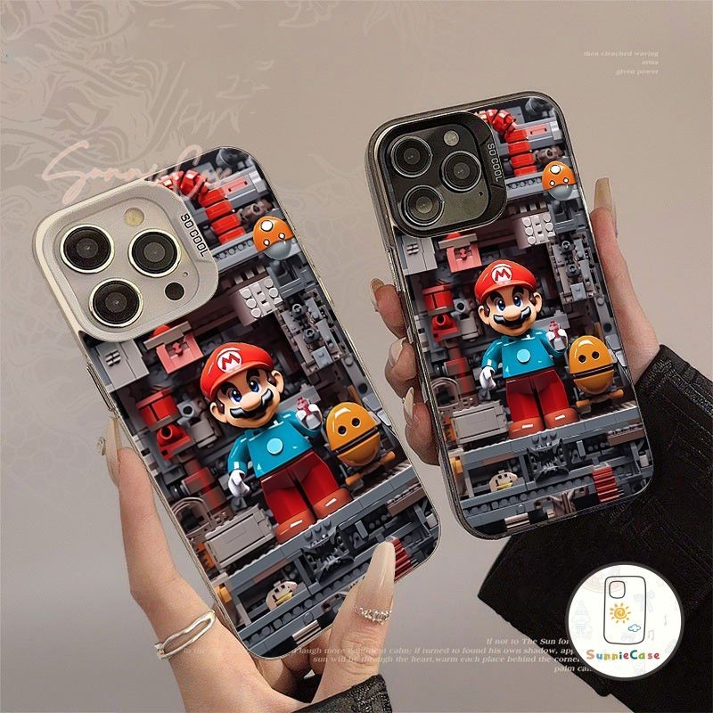 เคส IPhone15 13 11 14 12 Pro Max X XR XS Max 7Plus 15 8 7 14 Plus SE 2020 การ์ตูนมา ริโอ คนงานที่ สนุกน่ ารักจัง เคส