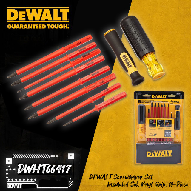 DEWALT รุ่น DWHT66417 ชุดไขควงกันไฟดูด 10 ชิ้น