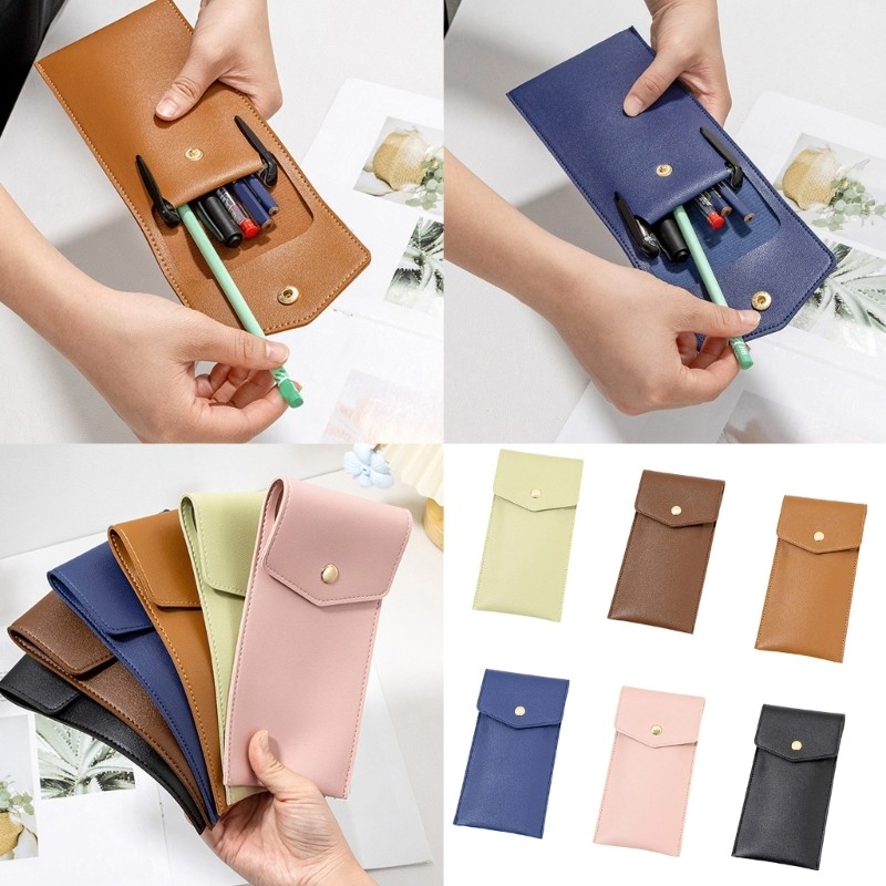Top Leather Pen Case Fountain Pen Pouches Hold 6-7 Fountain Pen ปากกาลูกลื่นดินสอ