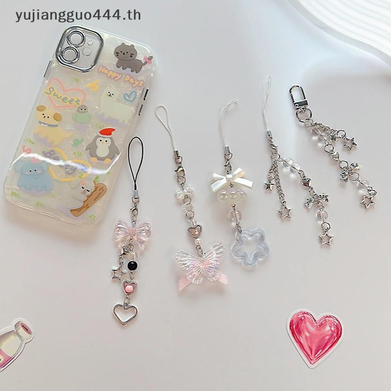 # ใหม่ # 1PC น่ารักผีเสื้อลูกปัด Handmade Sweet Girl พวงกุญแจสําหรับ IP 11 กล้อง Kawaii Y2K Love Five Pointed Star โทรศัพท์ Ch จี้