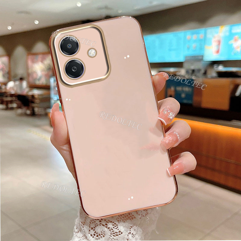 กรณี OPPO A3X A3 5G 4G 2024 สไตล์ใหม่เลนส์ฟิล์มป้องกันกรณีOPPO A3 X OPPOA3 6DชุบElectroplatedซิลิโคนอ่อนนุ่มฝาครอบโทรศัพท์