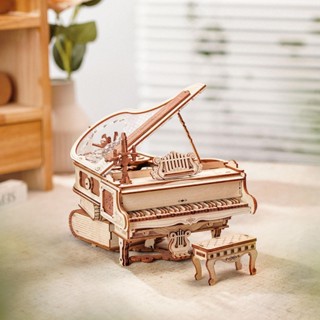 Robotime ROKR Magic Piano Mechanical Music Box 3D ปริศนาไม้ …