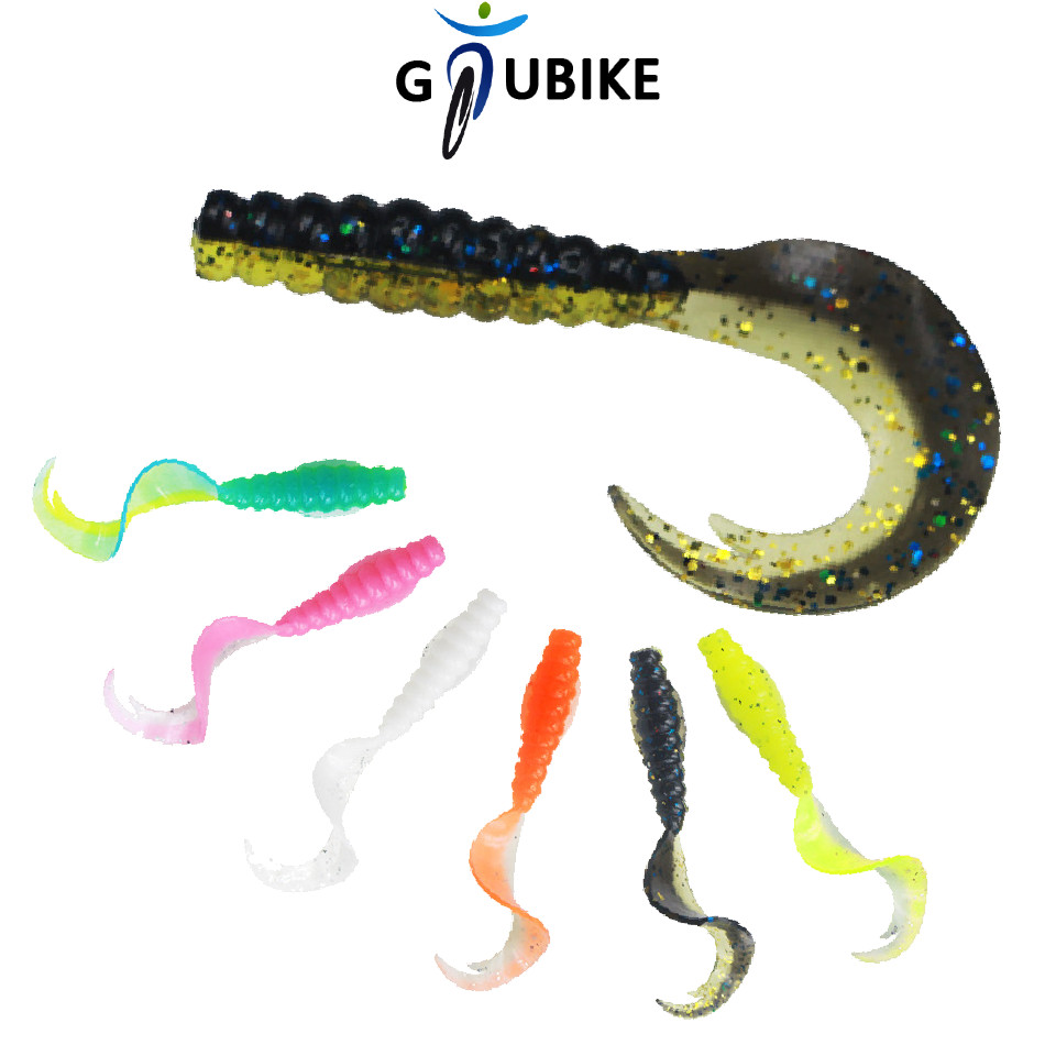 Gtubike 10PCS 55 มม./1.7g สีคู่ Soft Lure Bifurcated หาง Wobbler Bass Perch ตกปลา Tackle