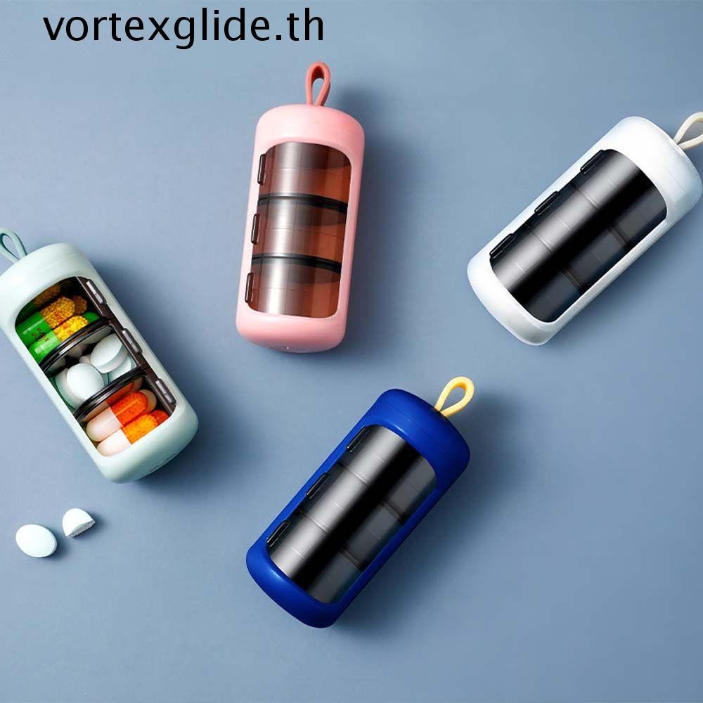 Vortexglide กล่องเก็บยา Mini 3 Gird แท็บเล็ต Splitters กล่องพลาสติกแคปซูล Organizer กันน้ํา Travel Pill Case