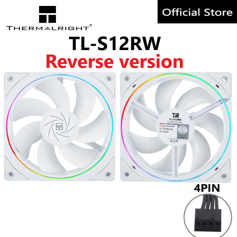 Thermalright TL-S12RW 12 ซม.พัดลมCPUคอมพิวเตอร์พัดลมย้อนกลับAir outlet Haloแสงผล 4PIN PWM/5V 3PIN ARGB 1500RPM PCพัดลมระบายความร้อน