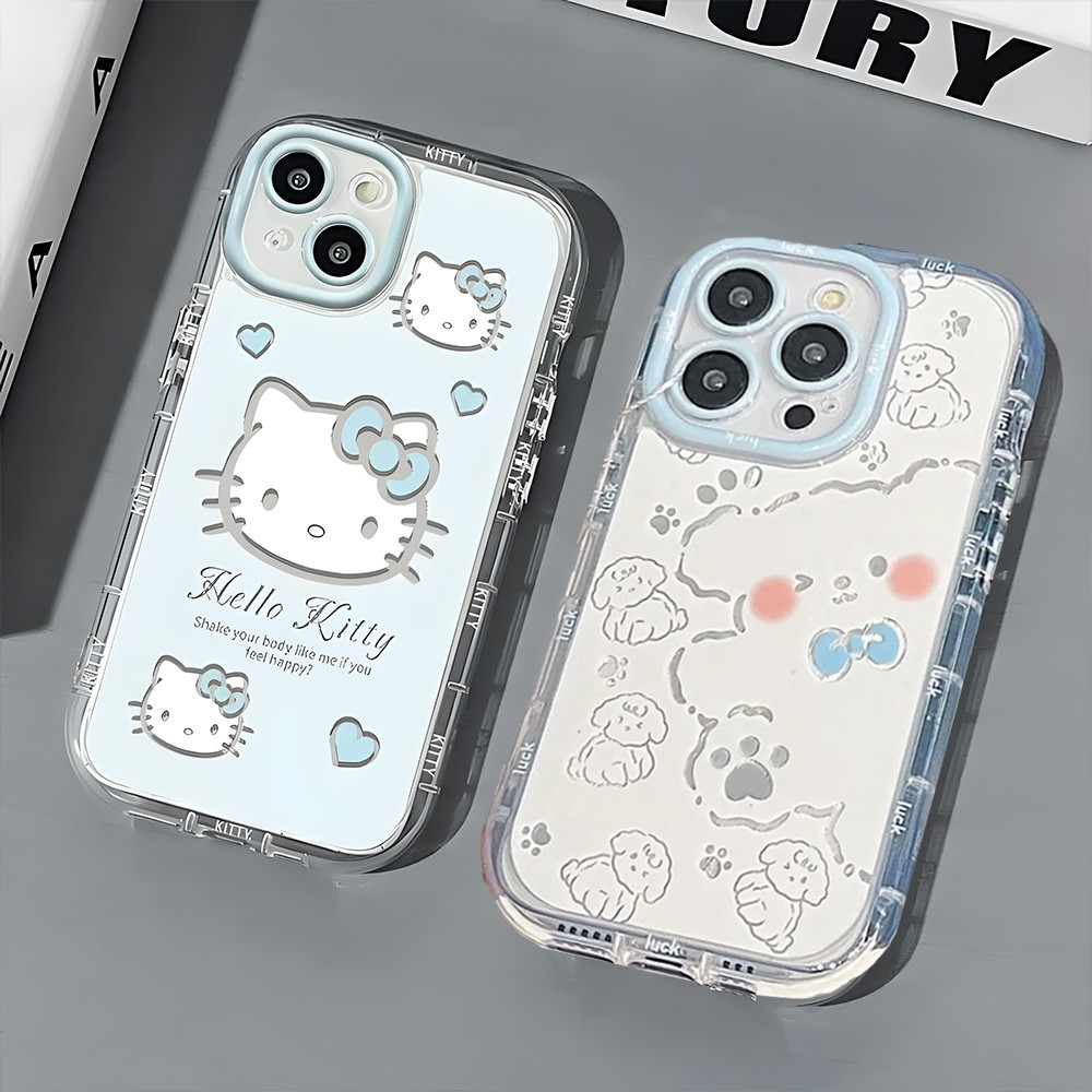 เคสป้องกันใสสวยงามสำหรับ iPhone 11 15 16 12 13 14 PRO MAX 8 7 plus XR XS การ์ตูน Doodle นุ่มรอบเคสโทรศัพท์สีเบจ