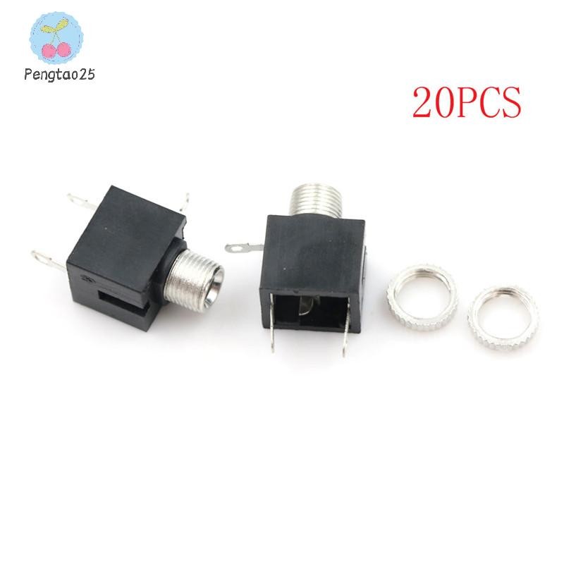 Pengatao25 20 ชิ้น 3.5 มม.ขั้วต่อหญิง 3 พินแจ็คหูฟังซ็อกเก็ตโมโนช่อง PJ-301M COD