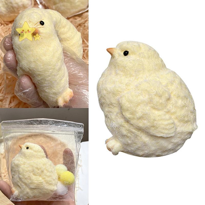 [JBTH] Squishy Chicken Kawaii Handmade Silicone Soft Flocked Yellow Chicken Seal Soft Chicken Kids Birthday Gift Toy Cute Squishy Chick [JB]