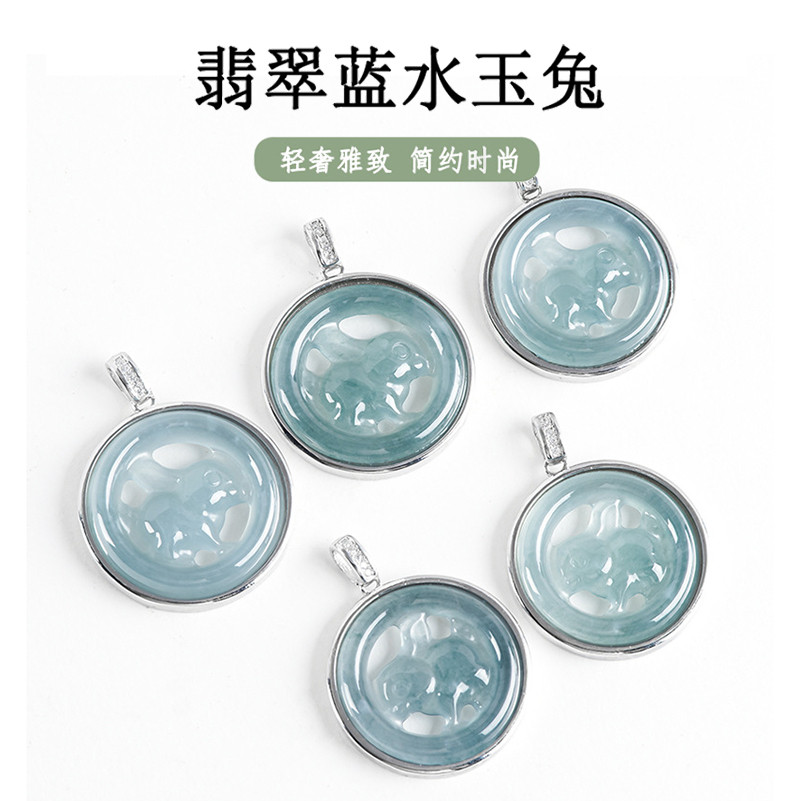 ส925สร้อยคอเงินฝังเมียนมาร์สร้อยคอหยกธรรมชาติ หยก กระต่ายสร้อยคอจี้แฟชั่นประณีตเครื่องประดับของผู้หญ