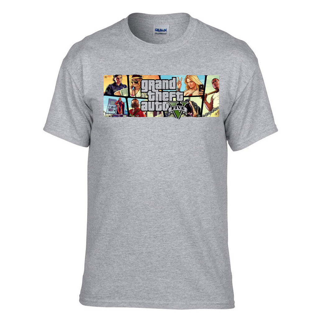 Gta V Gta 5 Grand Theft Auto 5 Rockstar San-Andreas เสื้อยืดสีเทา -288_สีเทา
