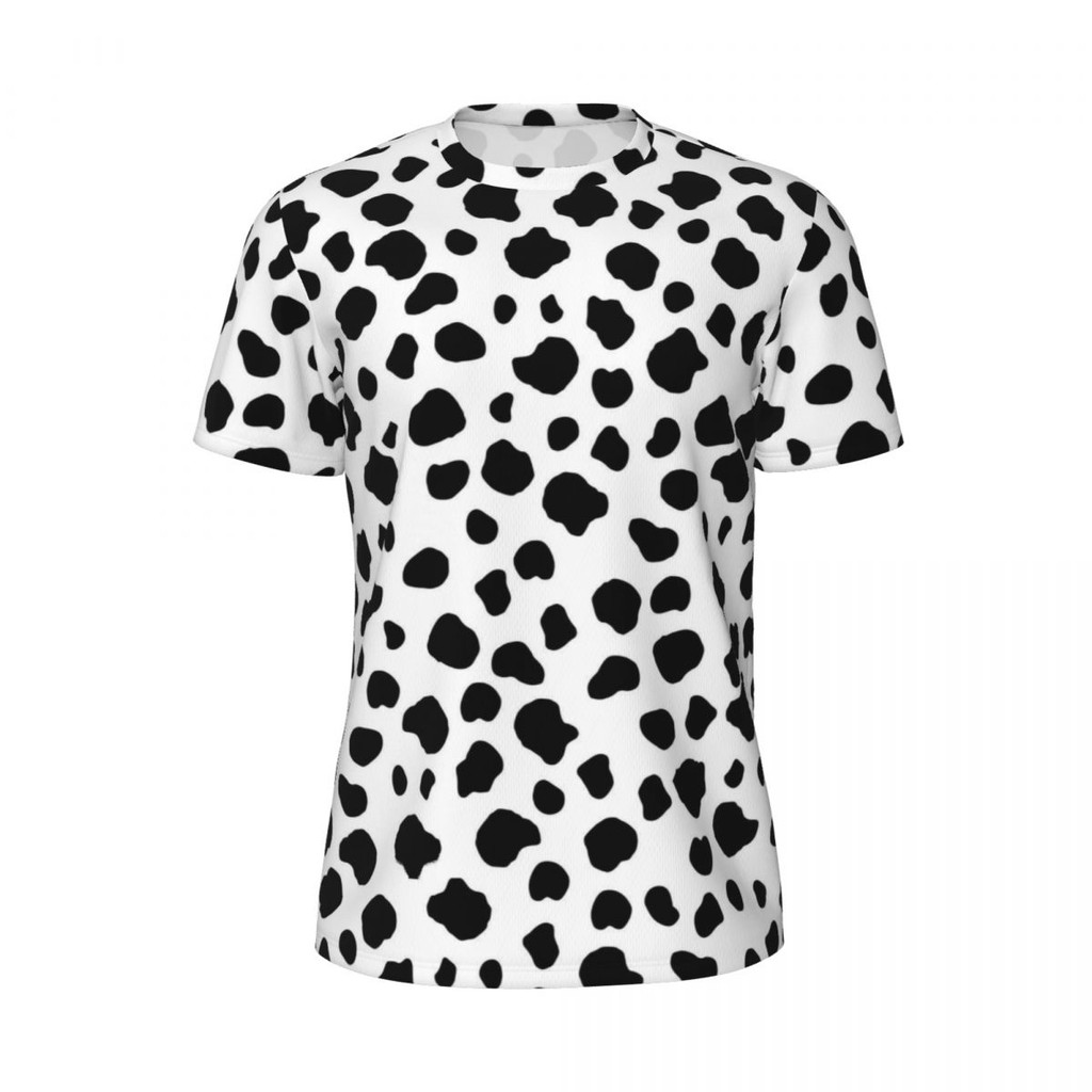 เสื้อยืดวิ่ง Black dot Print Fashion T-shirt Mens Vintage T-shirt Summer short sleeve design top T-shirt