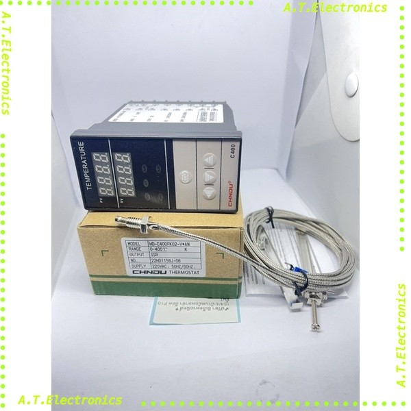 ถูกสุด! REX-C400 FK07-M พร้อมสายวัดอุณหภูมิ เครื่องควบคุมอุณหภูมิ 0-1300องศา 240VAC  ขนาดจอ 48*96mm OUTPUT:Relay และssr