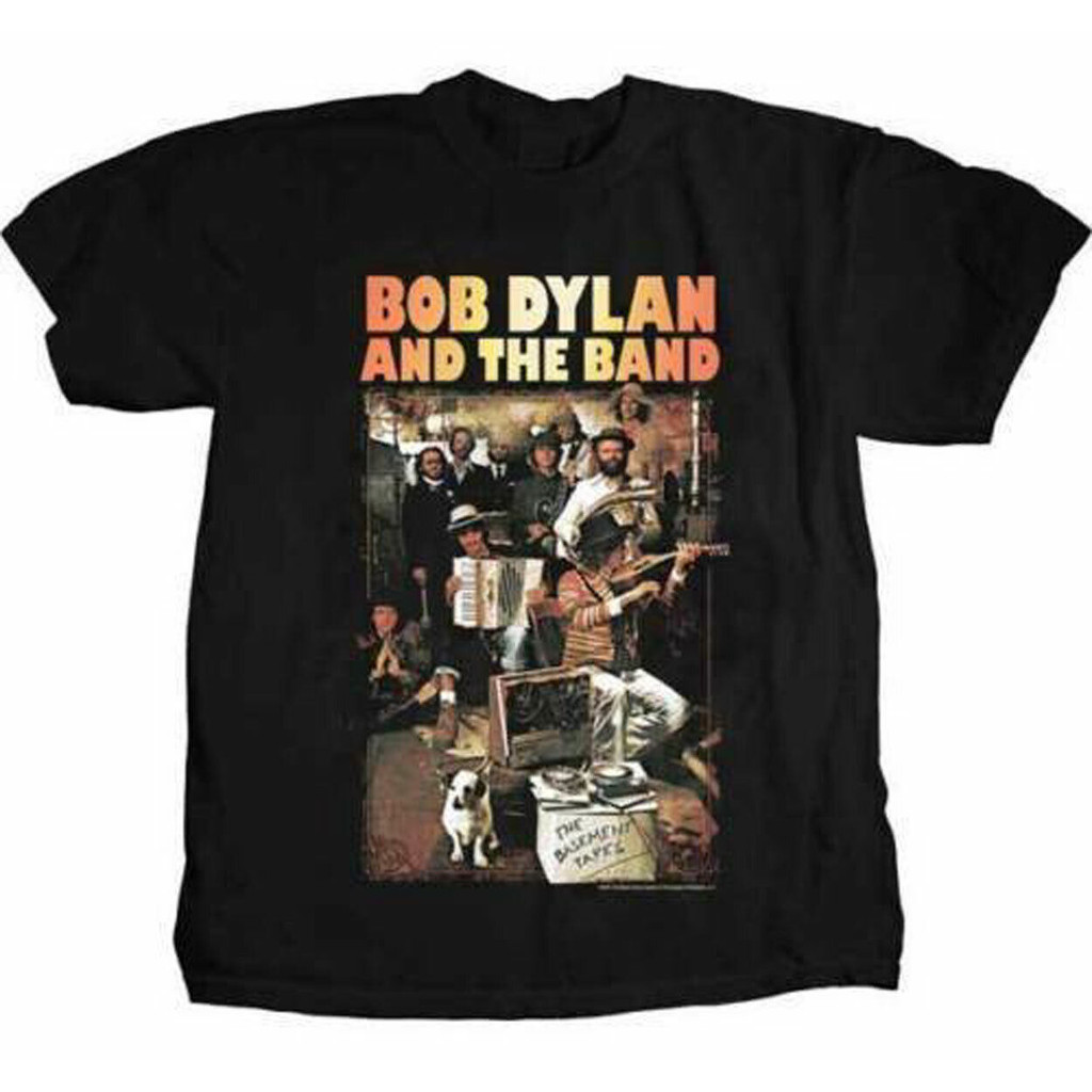 Bob Dylan & The Band Basement Tapes Mens เสื้อยืดสีดํา Bob Dylan Tee