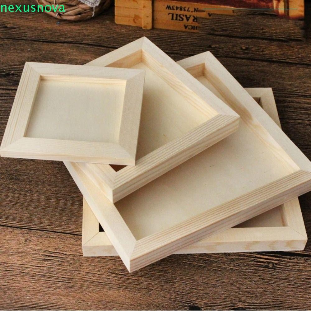 Nexusnova DIY Blank Clay Frames, Art Puzzle Holder ภาพวาดวาดผู้ถือภาพไม้,ธรรมชาติ DIY Handcraft หลายขนาด DIY Craft Photo กรอบรูปโรงเรียน Class Party
