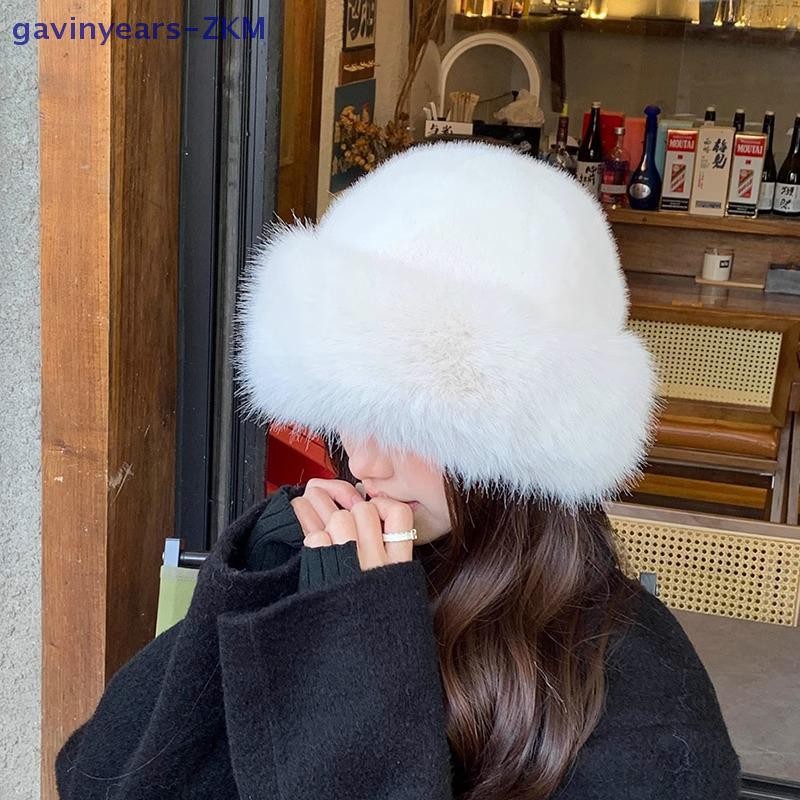 [gavinyears] ฤดูใบไม้ร่วงและฤดูหนาว 2024 ใหม่ผู้หญิงแฟชั่นหมวกหมวกมองโกเลีย Brimless Plush Fluffy เล่นสกีขี่หมวกอบอุ่น [TH] - รูปที่ 7