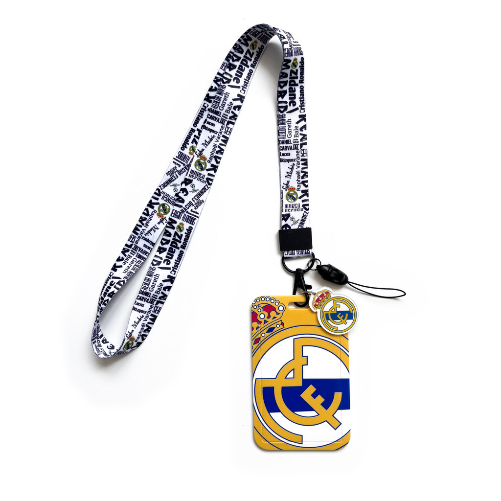 Y&P| สายคล้องคอ Real Madrid CF ฟุตบอล ผู้ถือบัตรนักเรียน ป้องกันการสูญเสีย สายคล้องคอโทรศัพท์มือถือ