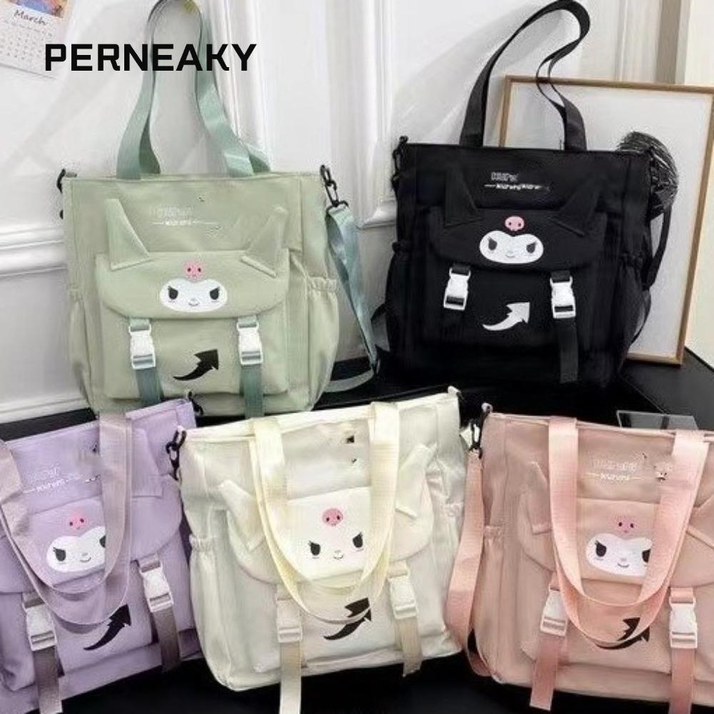 กระเป๋าถือ PERNEAKY, กระเป๋า Messenger อเนกประสงค์เรียบง่าย, กระเป๋านักเรียนกวดวิชา Kuromi ความจุขนาดใหญ่แฟชั่น
