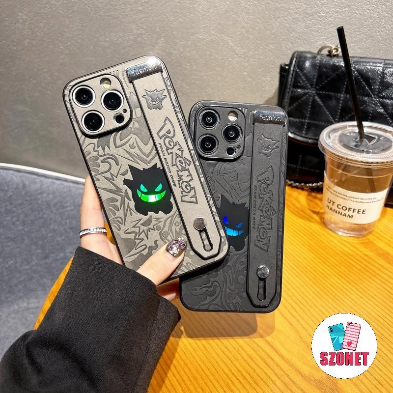 เลเซอร์หนังรูปแบบสายรัดข้อมือนุ่มกันกระแทกเคสโทรศัพท์สําหรับiphone 16 15 14 13 12 11 Pro Max 16 Plus XS XR X 8 7 6 6S Plus + SE 2020 Anti-Fallฝาครอบโทรศัพท์