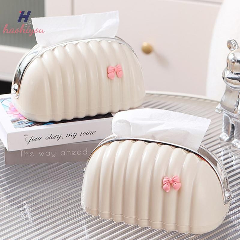<haohiyou> กล่องกระดาษทิชชู Desktop Tissue Organizer Shell คอนเทนเนอร์กระดาษทิชชูผู้ถือผ้าเช็ดปากในครัวเรือนกล่อง Nice
