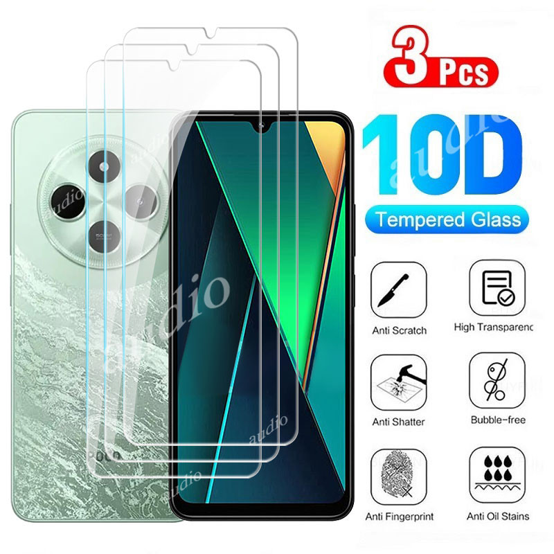 Poco C75 4G 2024 3 ชิ้นกระจกนิรภัยป้องกันหน้าจอสําหรับ Xiaomi POCO C75 PocoC75 4G 2024 ใสป้องกัน Sli