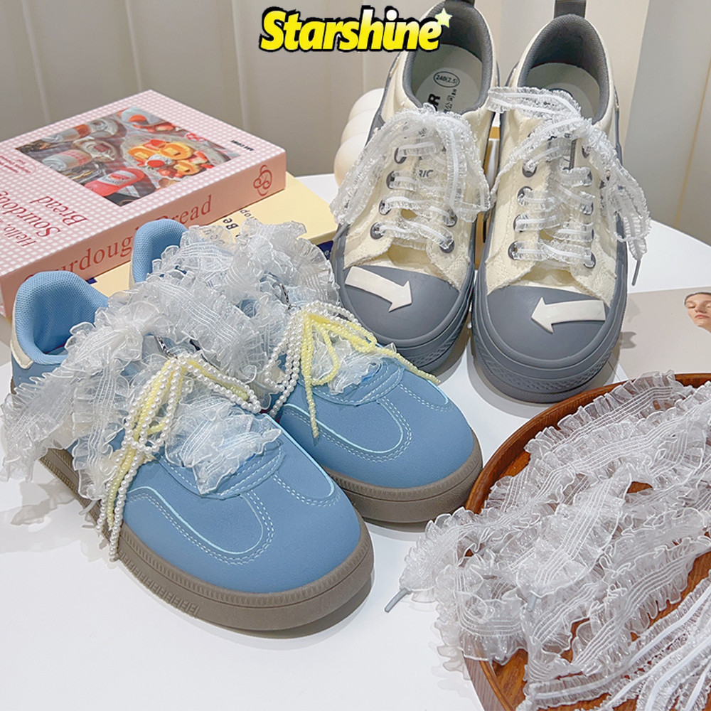 Elegant Ballet Style Lace Hollow Shoestring-ประณีต DIY Wave Floral ShoeLace-Y2k Sweet Mushroom Edge อุปกรณ์เสริมรองเท้า