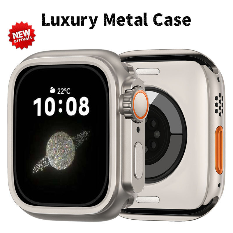 เคสกันชนโลหะเข้ากันได้กับ Apple Watch 45 มม. 44 มม. ฝาครอบกรอบป้องกันสำหรับ iWatch Series 9 8 7 6 5 4 SE เปลี่ยนที่อยู่อาศัย