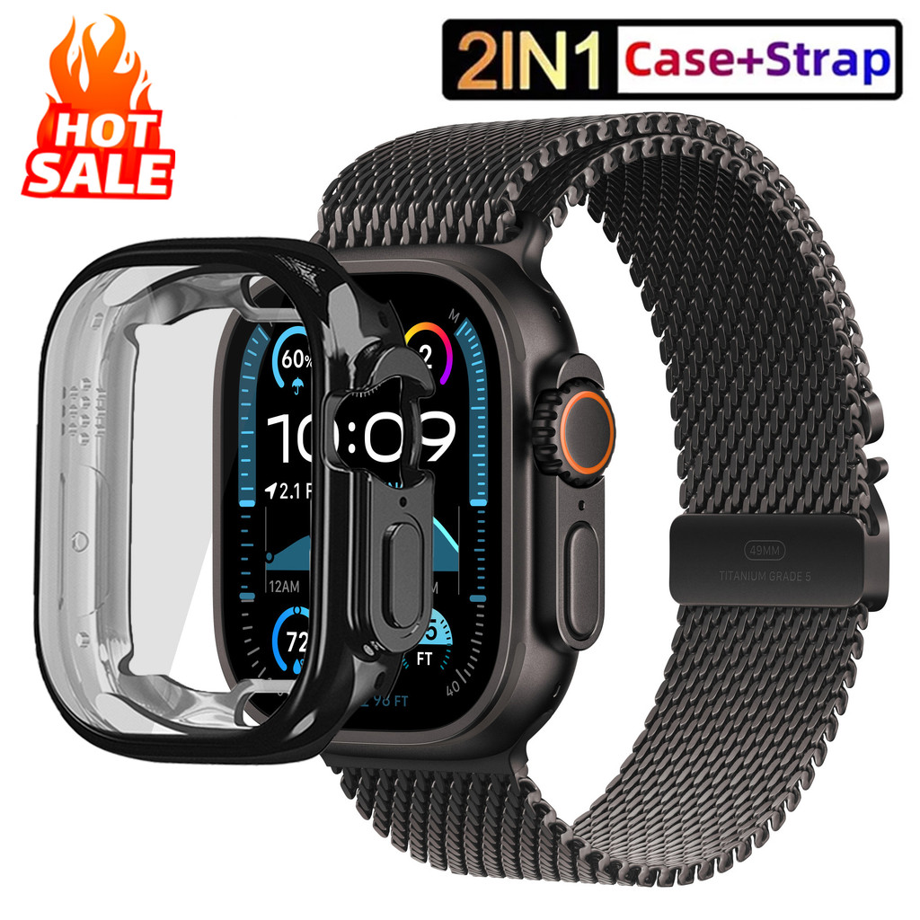 Milanese Loop Strap สําหรับ iWatch series 10 46 มม.42 มม.Ultra 2 band 49 มม.สร้อยข้อมือ iWatch series 987 45 มม.41mmTPU Case + สายนาฬิกา