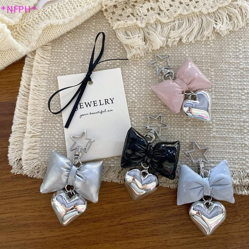 Nfph> มีสไตล์อเนกประสงค์หัวใจโบว์โทรศัพท์เชือกเส้นเล็กสายรัดข้อมือ ทําเอง แฮนด์เมดกุทัณฑ์พวงกุญแจกระเป๋าเป้สะพายหลังอุปกรณ์ตกแต่งของขวัญใ