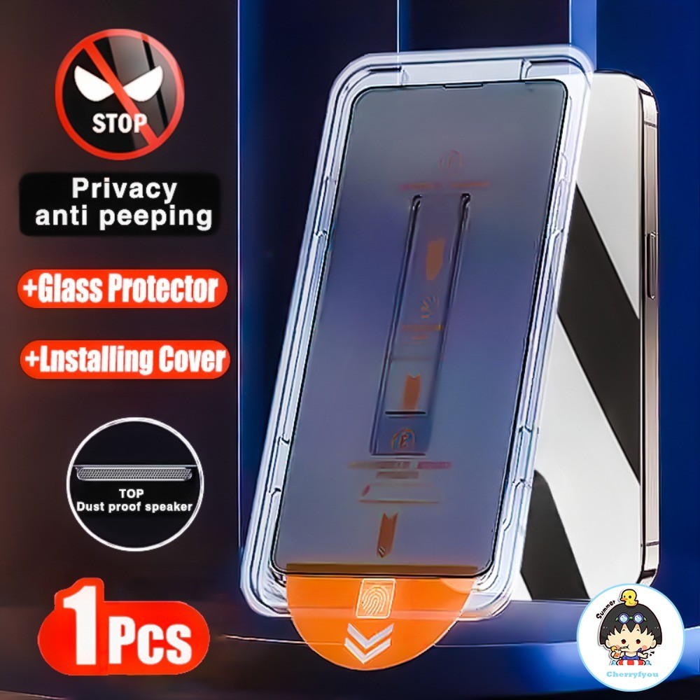 High End ติดตั้งง่าย Anti-spy Glass สําหรับ IPhone 16 15 14 Plus 13 12 11 Pro Max XR XS Max ตัวป้องกันหน้าจอความเป็นส่วนตัว