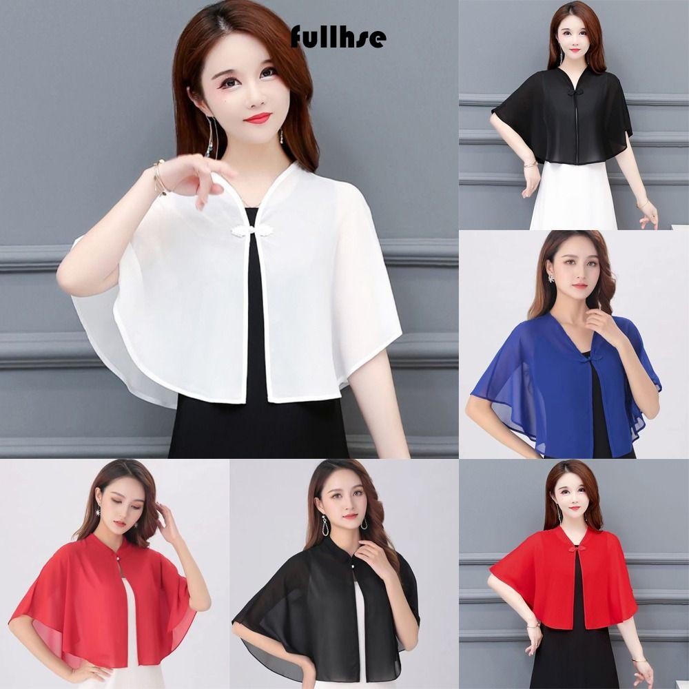 Fullhse ผ้าคลุมไหล่ชีฟอง, ผ้าคลุมไหล่ Tulle ระบายอากาศได้หลากสี, เสื้อแจ็คเก็ตบางลูกไม้สั้นผู้หญิง