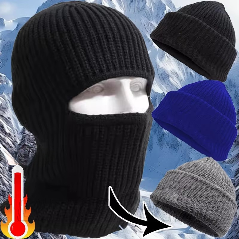 หมวกถักผ้าพันคอ-windproof,หนา,สองสวมใส่-full Face Mask Bonnet-สําหรับฤดูหนาวกลางแจ้งให้อบอุ่นอุปกรณ์เสริม-Unisexหมวกไหมพรม-แฟชั่น,เรียบง่าย