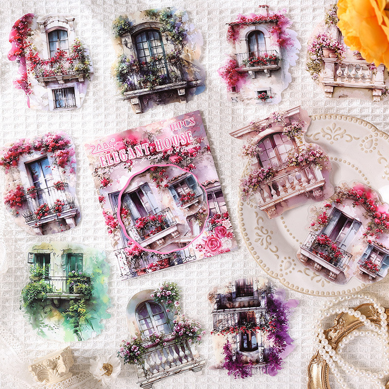 Journamm 10 ชิ้นสติกเกอร์ PET Scrapbooking สติกเกอร์ความคิดสร้างสรรค์กันน้ํากาว Diy สติกเกอร์ Hand Made ตกแต่ง Junk Journal อุปกรณ์