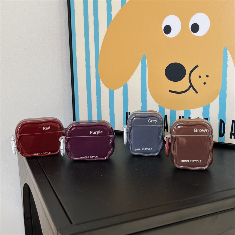 สีน้ําตาลสีม่วงสีเทาสีแดงสําหรับ Airpods1/2 3 Pro Pro2 Airpods4 ชุดหูฟังไร้สายบลูทูธป้องกันกรณี AirPodspro Pro2 3 4 หูฟังป้องกันกรณี