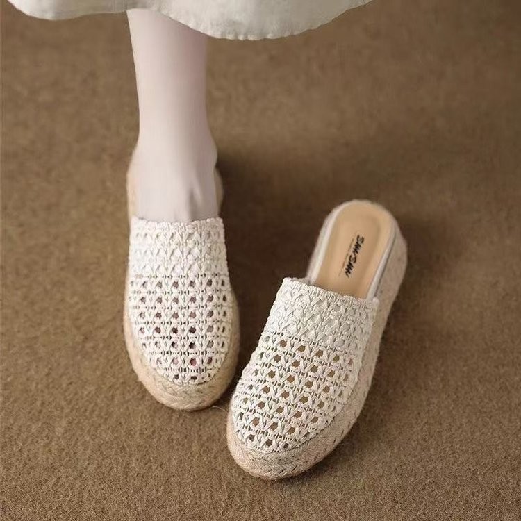 รองเท้าส้นสูงผู้หญิง ส้น.platform sole (7-8 ซม.) ตาข่ายสวมEase พื้นนุ่ม