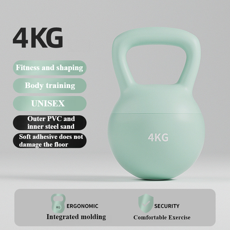 4 กก. Kettlebell Dumbbell Soft PVC สำหรับ Lift Squat Hip Lift และการฝึกอบรมก้น Home Fitness Kettlebell